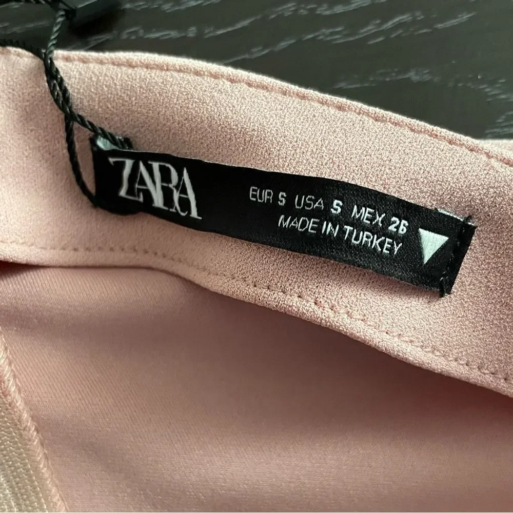 ZARA WOMAN NWT SS22 PALE PINK DRAPED MINI SKIRT 3067/142/029/009 - Picture 2 of 7